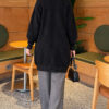 Patterned Buttoned Cardigan with Ribbed Hem Black - الصورة 4