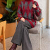 Honeycomb Pattern Knit Two-Piece Set Burgundy