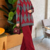 Honeycomb Pattern Knit Two-Piece Set Smoke - Image 3