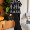 Lace-Trimmed Two-Piece Set with Hem Edge Black – Bild 5