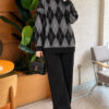 Honeycomb Pattern Knit Two-Piece Set Black - Image 3