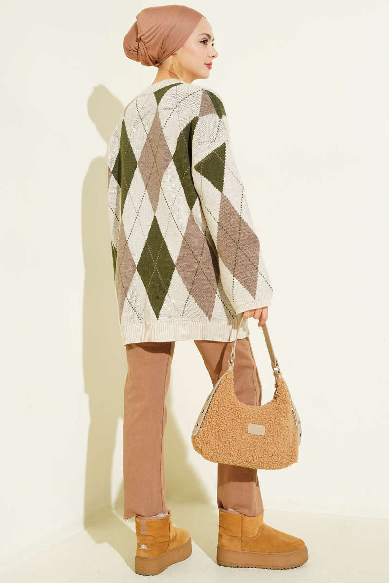 Honeycomb Pattern French Terry Knit Tunic Beige - الصورة 3