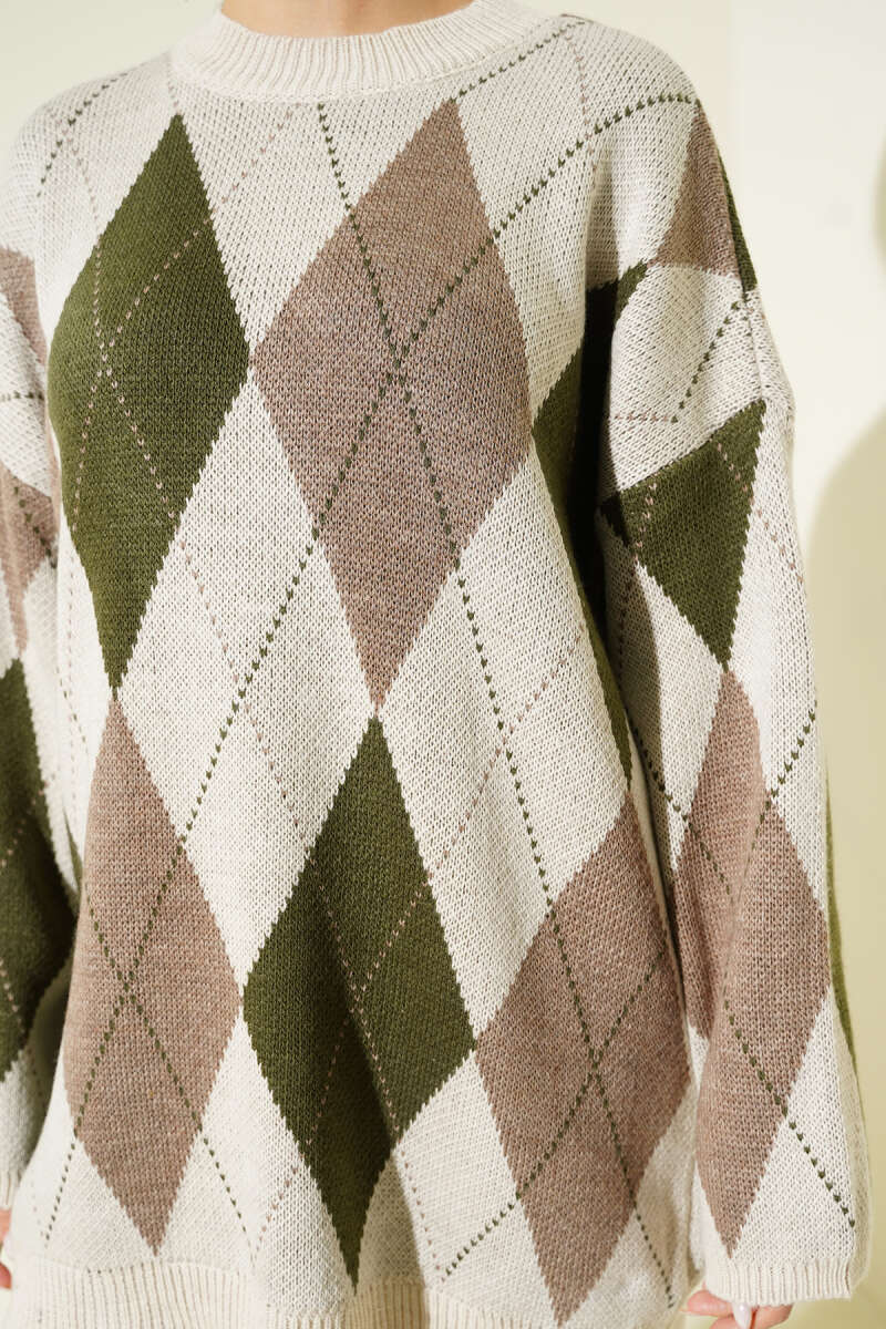 Honeycomb Pattern French Terry Knit Tunic Beige - الصورة 4