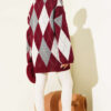 Honeycomb Pattern French Terry Knit Tunic Burgundy - Image 3