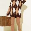 Honeycomb Pattern French Terry Knit Tunic Brown – Image 2