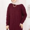 Houndstooth Knit Tunic Burgundy - Image 2