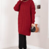 Houndstooth Knit Tunic Red