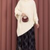 Asymmetrical Turtleneck Knit Sweater Ecru