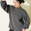 French Terry Long-Sleeve Raglan Sleeve Tunic Anthracite