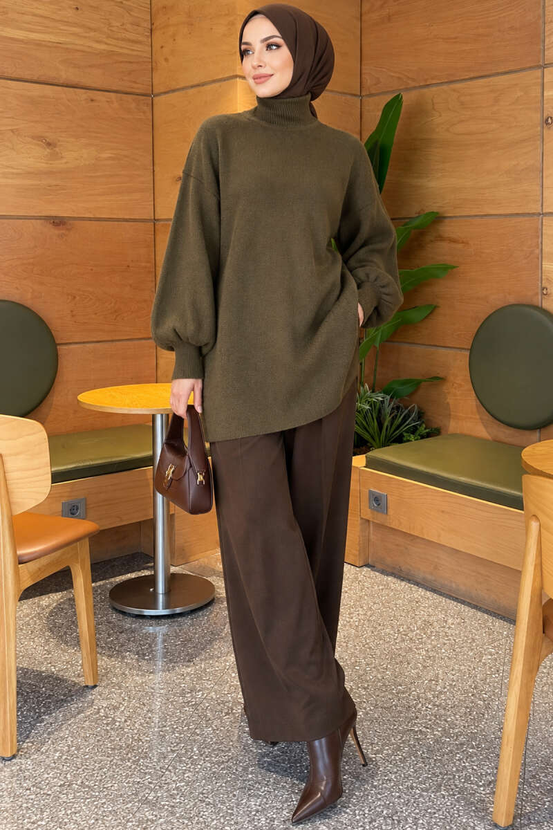 French Terry Long-Sleeve Raglan Sleeve Tunic Khaki – Bild 2