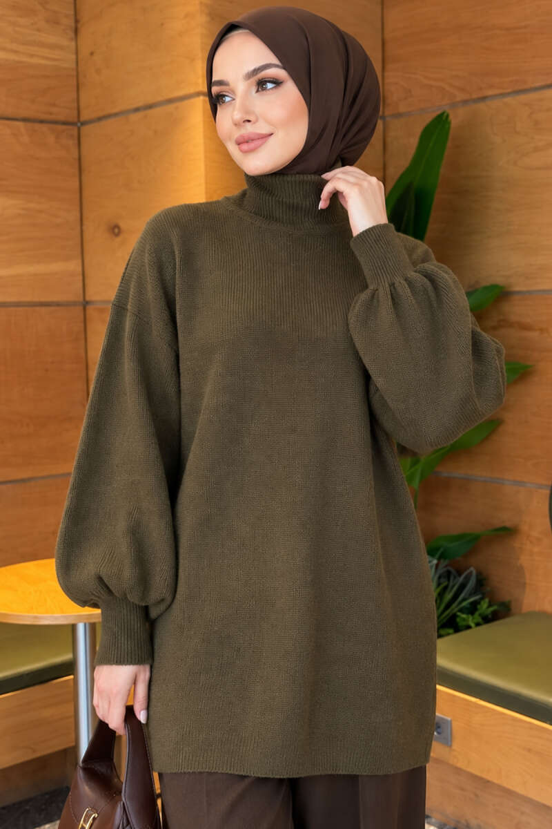 French Terry Long-Sleeve Raglan Sleeve Tunic Khaki – Bild 3