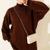 French Terry Long-Sleeve Raglan Sleeve Tunic Brown