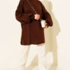 ⁦French Terry Long-Sleeve Raglan Sleeve Tunic Brown⁩ - الصورة ⁦2⁩