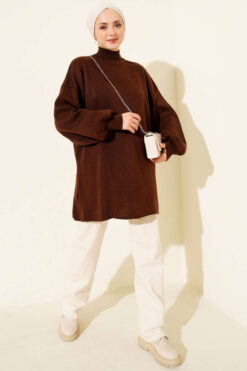 Alternative view of French Terry Long-Sleeve Raglan Sleeve Tunic Brown