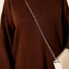 ⁦French Terry Long-Sleeve Raglan Sleeve Tunic Brown⁩ - الصورة ⁦4⁩
