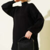 French Terry Long-Sleeve Raglan Sleeve Tunic Black