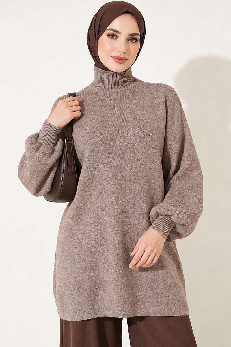 French Terry Long-Sleeve Raglan Sleeve Tunic Mink