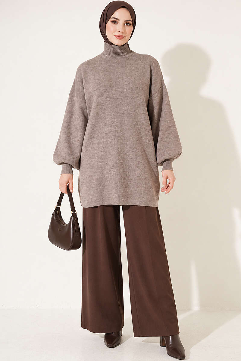 French Terry Long-Sleeve Raglan Sleeve Tunic Mink - الصورة 2