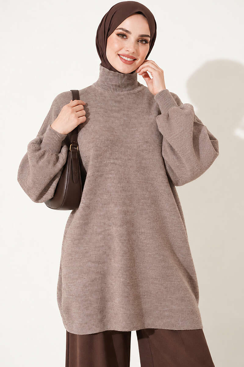 French Terry Long-Sleeve Raglan Sleeve Tunic Mink - الصورة 3