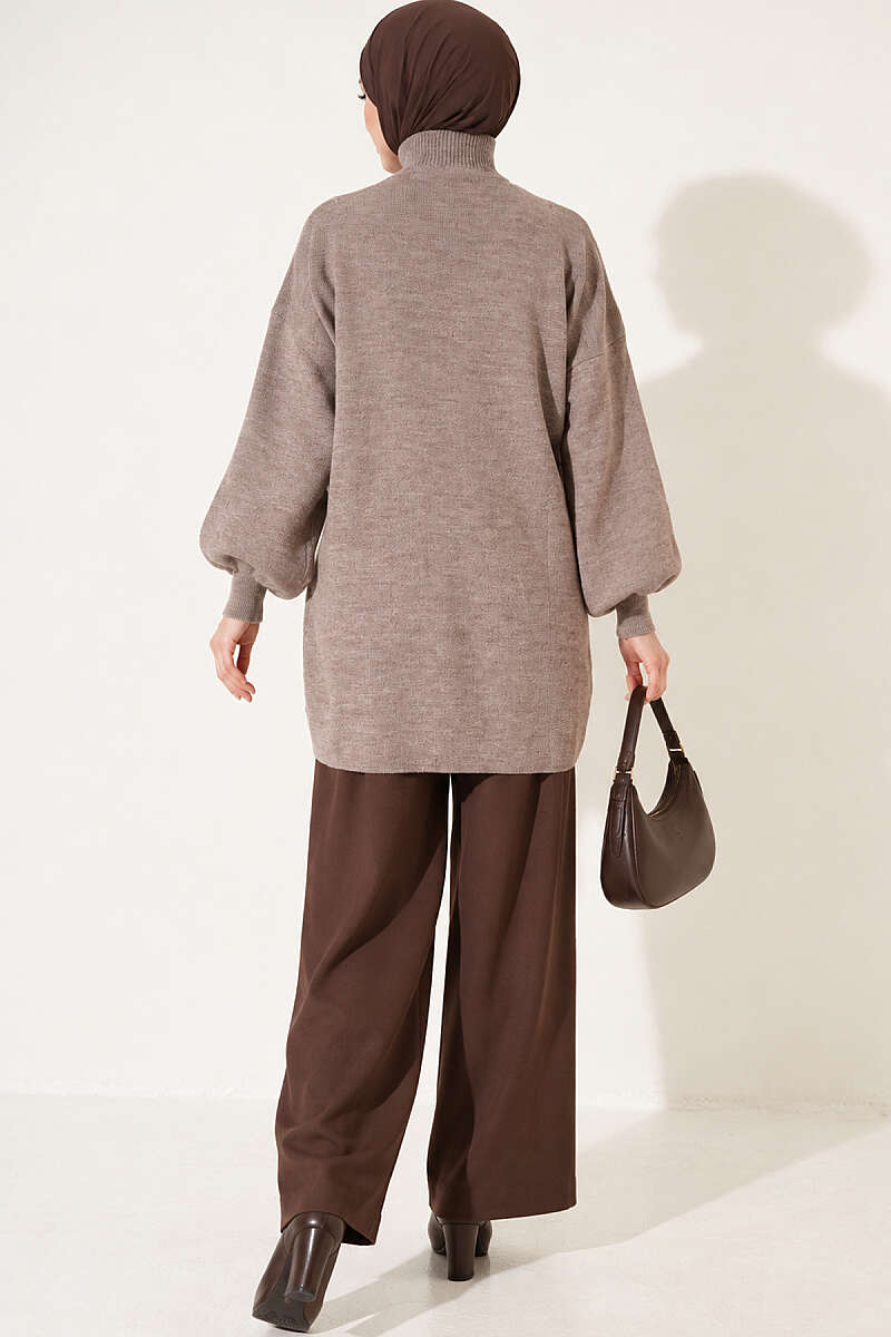 French Terry Long-Sleeve Raglan Sleeve Tunic Mink - الصورة 4