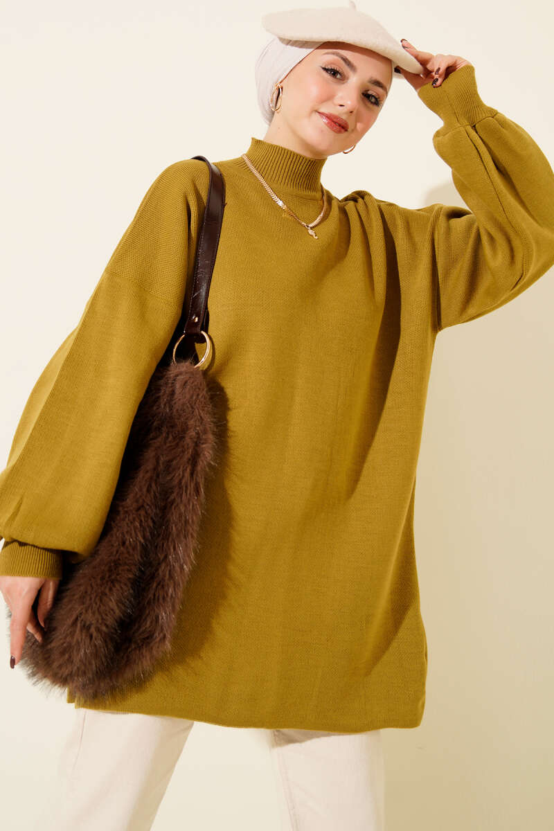 French Terry Long-Sleeve Raglan Sleeve Tunic Oil Green