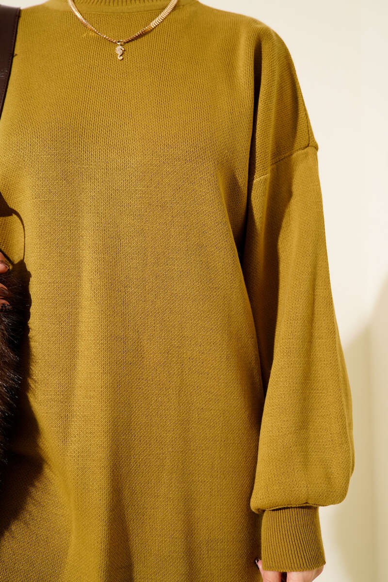 French Terry Long-Sleeve Raglan Sleeve Tunic Oil Green - Imagen 4