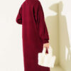Crew Neck Plain Knit Dress Burgundy - Image 3