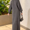 Crew Neck Plain Knit Dress Smoke – Image 4