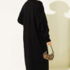 Crew Neck Plain Knit Dress Black – Image 3