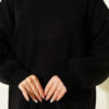 Crew Neck Plain Knit Dress Black – Image 4