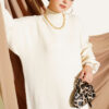 Crew Neck Plain Knit Dress Stone - الصورة 2