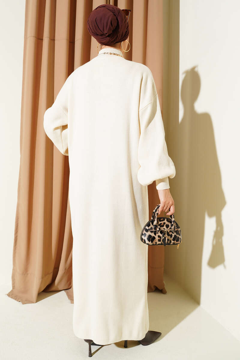 Crew Neck Plain Knit Dress Stone - الصورة 3