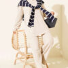 Ribbed Knit Two-Piece Set with Boat Neck Beige