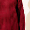 ⁦Ribbed Knit Two-Piece Set with Boat Neck Burgundy⁩ - الصورة ⁦4⁩