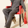 Ribbed Knit Two-Piece Set with Boat Neck Smoke