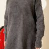 Ribbed Knit Two-Piece Set with Boat Neck Smoke - Afbeelding 4