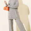 Ribbed Knit Two-Piece Set with Boat Neck Grey