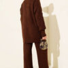 Ribbed Knit Two-Piece Set with Boat Neck Brown – Bild 3