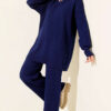 Basic two-piece set with tie detail Navy Blue - Image 5