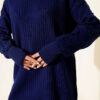 ⁦Ribbed Knit Two-Piece Set with Boat Neck Navy Blue⁩ - الصورة ⁦4⁩