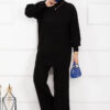 Fisherman Neck Ribbed Knit Two-Piece Set Black