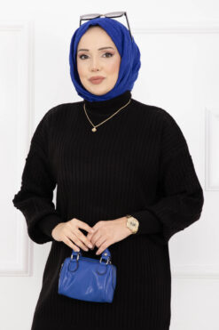 Alternative view of Fisherman Neck Ribbed Knit Two-Piece Set Black