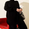 Ribbed Knit Two-Piece Set with Boat Neck Black – Bild 2