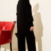 Ribbed Knit Two-Piece Set with Boat Neck Black – Bild 3