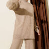 Ribbed Knit Two-Piece Set with Boat Neck Mink – Bild 2