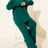 Ribbed Knit Two-Piece Set with Boat Neck Emerald