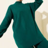 Ribbed Knit Two-Piece Set with Boat Neck Emerald – Bild 2