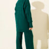 Ribbed Knit Two-Piece Set with Boat Neck Emerald – Bild 3