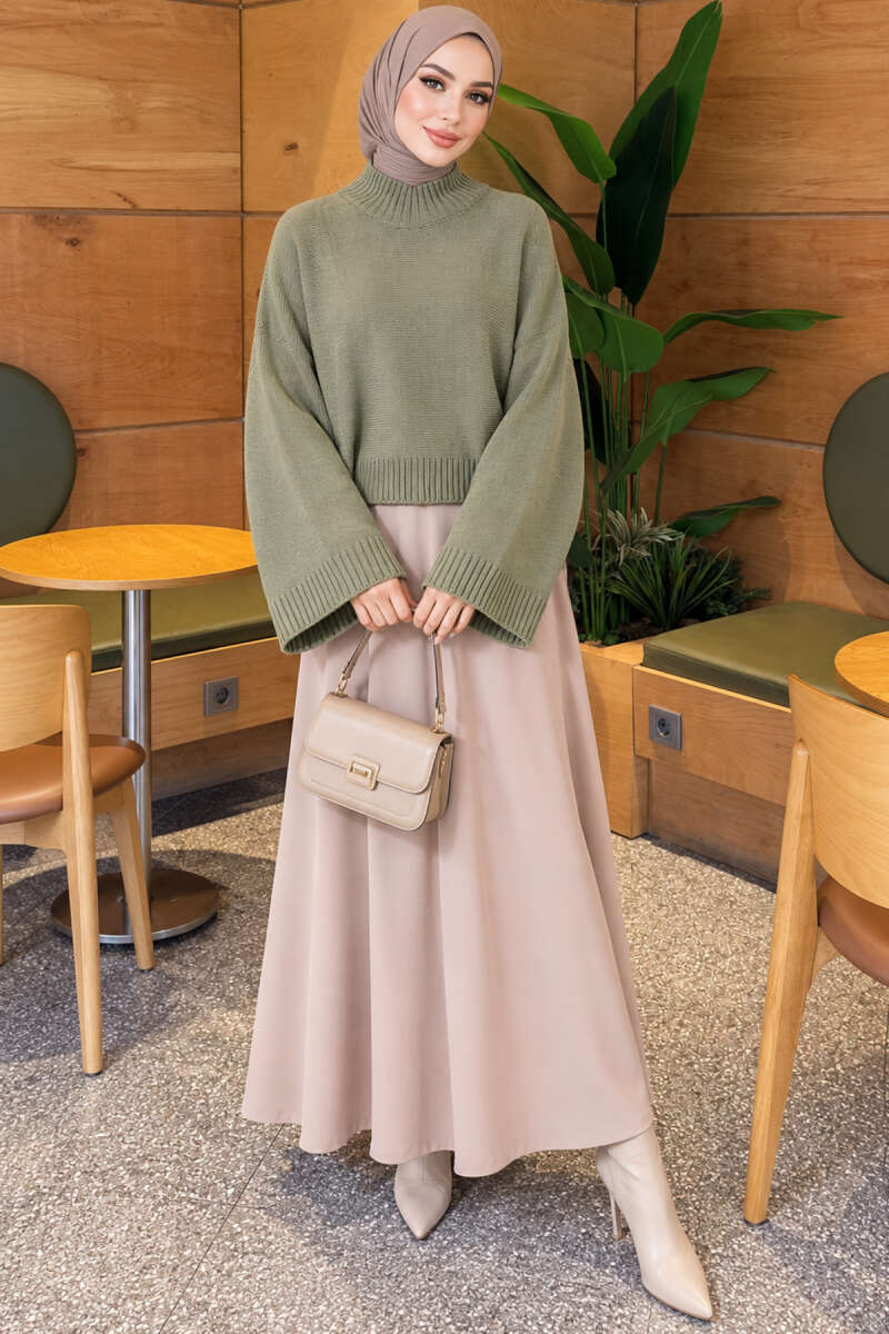 Wide-Sleeve Crew Neck Sweater Hazel - الصورة 2