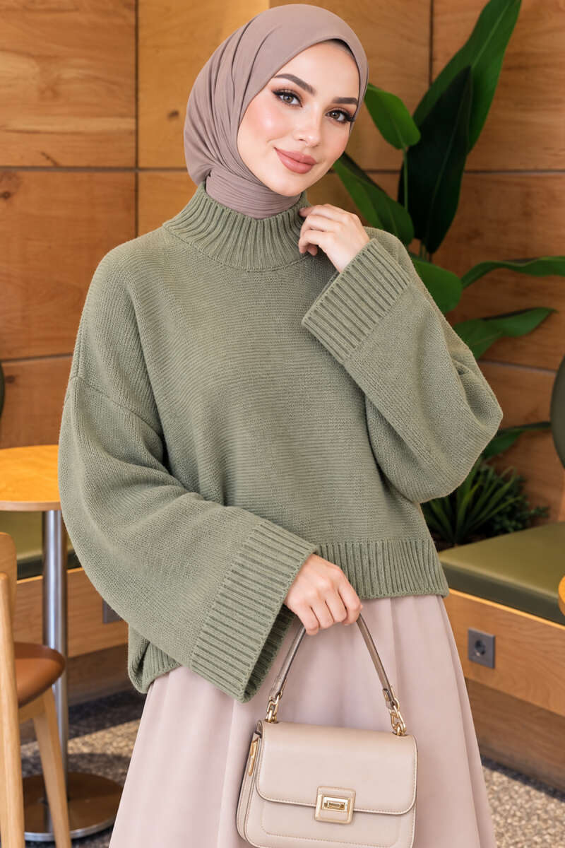 Wide-Sleeve Crew Neck Sweater Hazel - الصورة 3